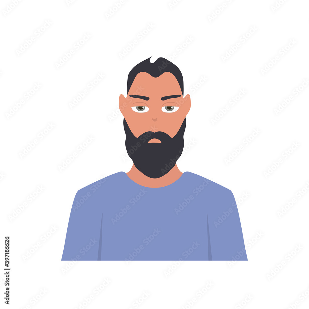 Avatar of a man with a beard. Guy with a beard in a flat style. Vector.