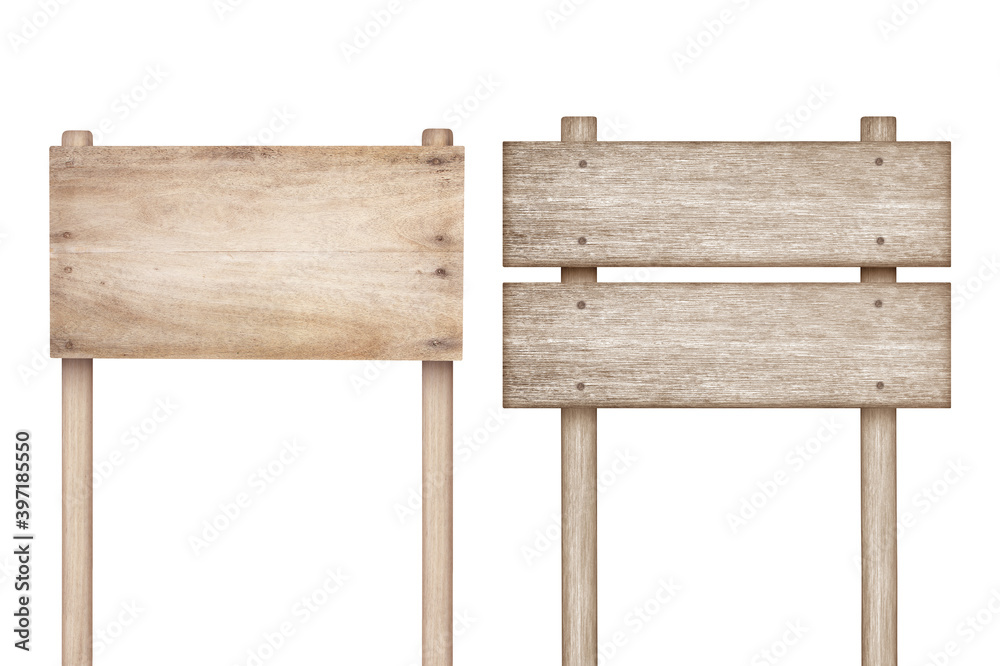 Fototapeta premium Old Wooden sign isolated on white background with clipping path