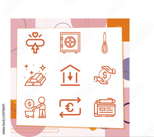 Simple set of 9 icons related to robbery