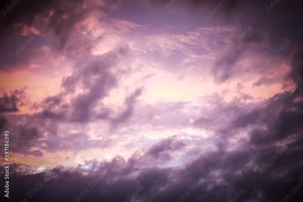 Beautiful colored clouds on the natural background of the sky. Toned