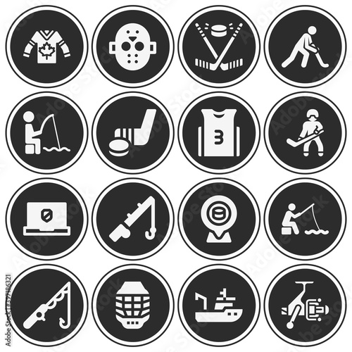 16 pack of nets filled web icons set