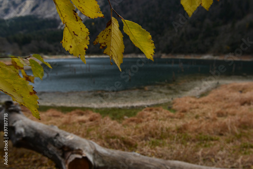 Suluklu Lake is in the district of Bolu in Turkey. ( Autumn lake view ) Camping area available. photo