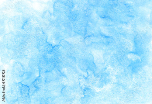 Abstract watercolor texture background. Creative wallpaper. Aquarelle texture. Romantic blue and mint wallpaper. Original artwork. Hand drawn illustration. Color splashing on paper. Cosmic texture © Daria