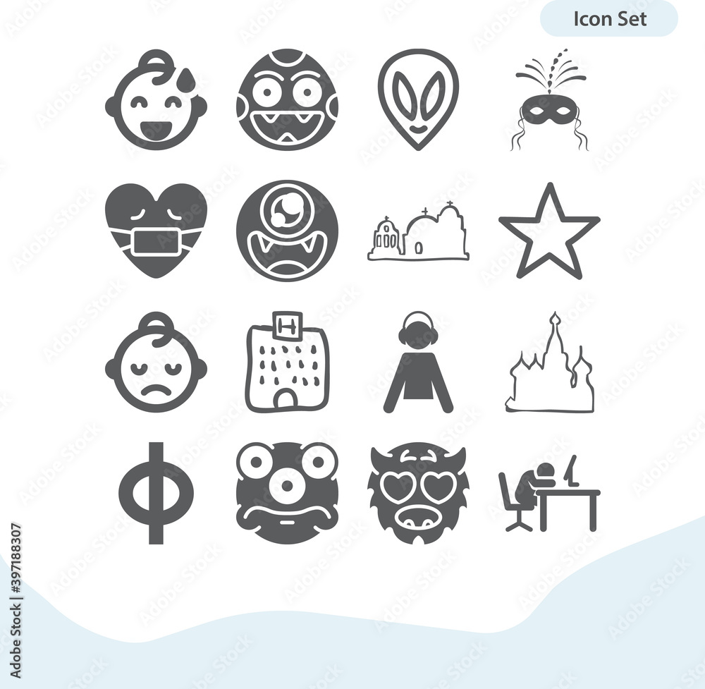 Simple set of tired related filled icons.