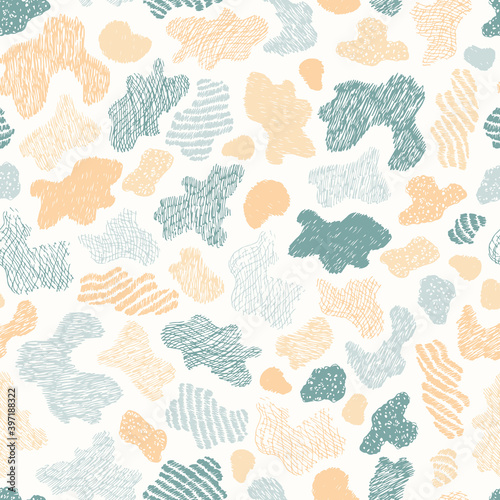 Camouflage Jeans background. Denim seamless pattern. Spotted jeans cloth.
