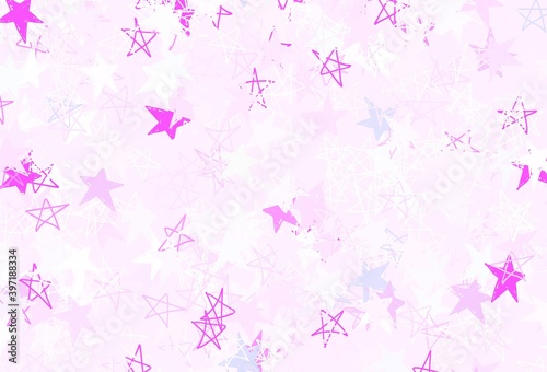 Light Purple vector backdrop with small and big stars. © smaria2015