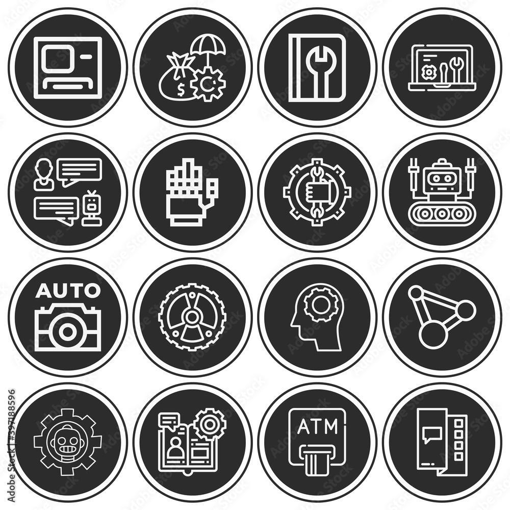 16 pack of automatic  lineal web icons set