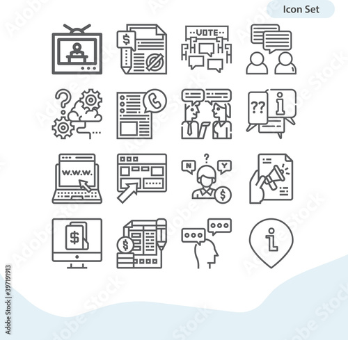 Simple set of regarding related lineal icons.