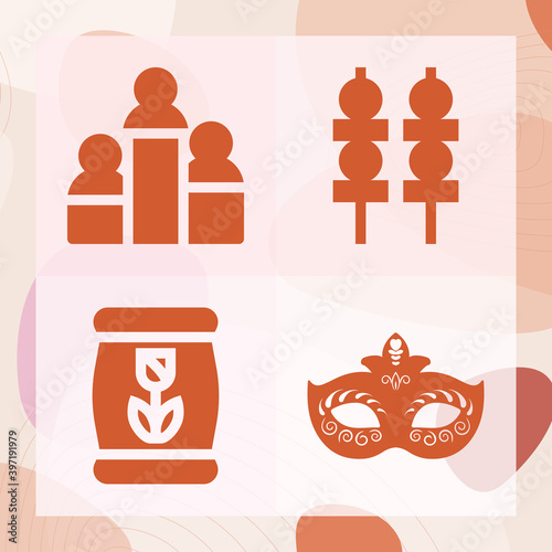 Simple set of rice related filled icons
