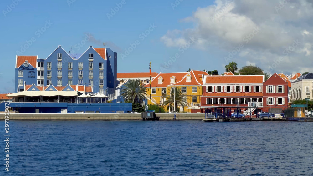 Willemstad, Curacao Dutch Antilles -  November 2019: View on Otrobanda from the St. Anna Bay