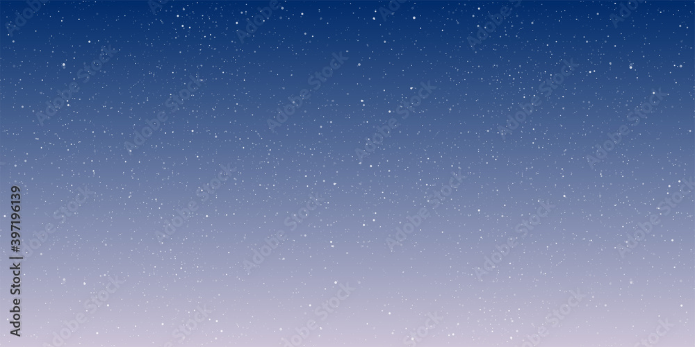 Obraz premium Winter star in the night sky background, Starry night with shiny stars in the gradient sky. Vector illustration.