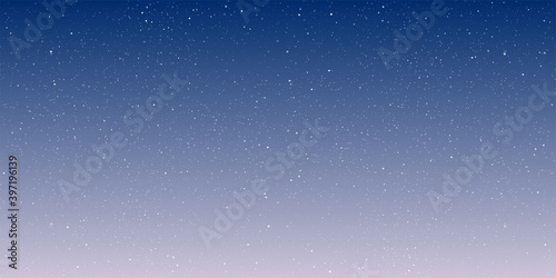 Winter star in the night sky background, Starry night with shiny stars in the gradient sky. Vector illustration.