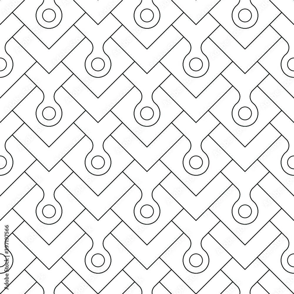 Coloring book, seamless colouring page  for adults. Black and white linear illustrations. Geometric vector background. Abstract pattern. Easy to edit color and lines.