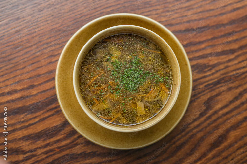 rich mushroom soup with vegetables and herbs rich mushroom soup with vegetables and herbs