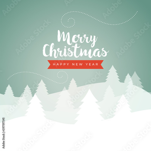 merry christmas classic winter scene card in vintage colors