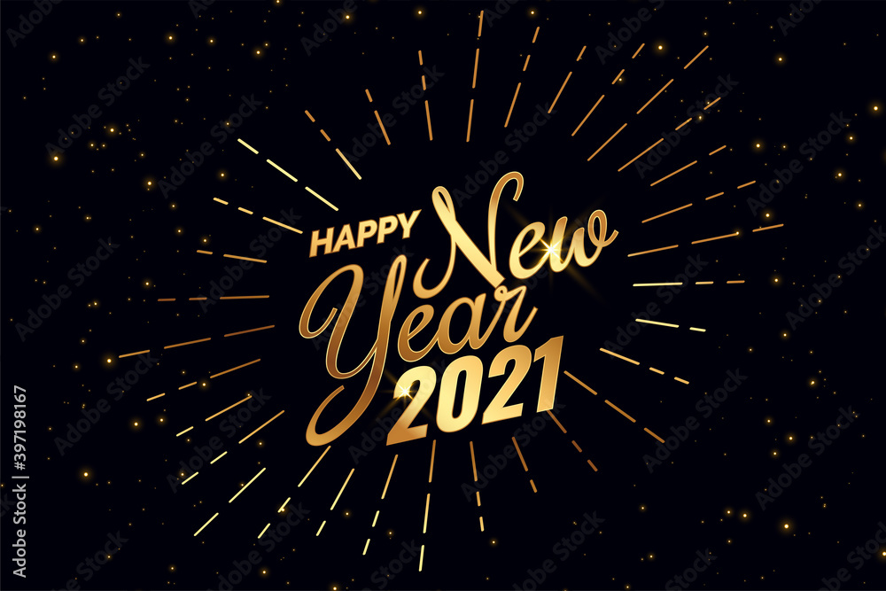 Plakat shiny 2021 happy new year golden background design