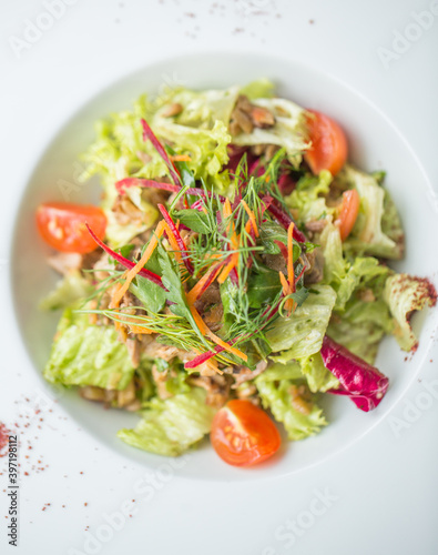 fresh vegetable salad with homemade oil