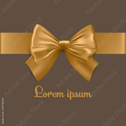 Gift golden bow and satin ribbon. Isolated realistic design element for holiday gift decoration, gift card, present, discount, and special offer.