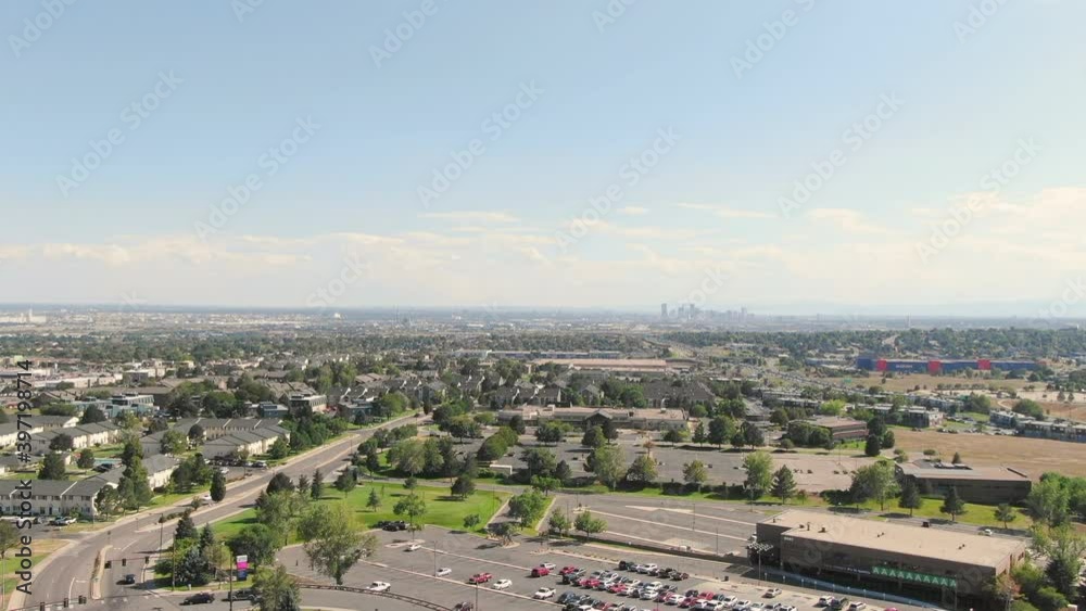 WS AERIAL POV Drone shot of urban area with roads WS AERIAL POV Drone shot of urban area with roads