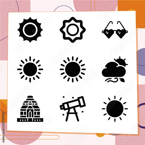 Simple set of 9 icons related to rest day