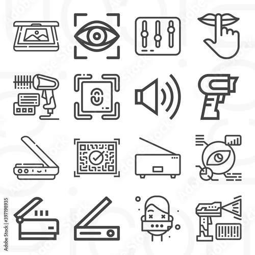 16 pack of sound property  lineal web icons set