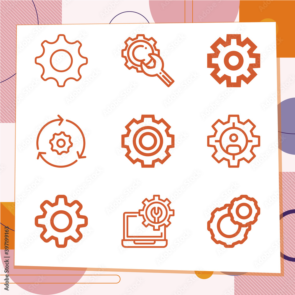 Simple set of 9 icons related to numbered Simple set of 9 icons related to numbered