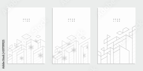 Abstract geometric technological banner. Architectural construction. Corporate identity flyer. Vector set background.