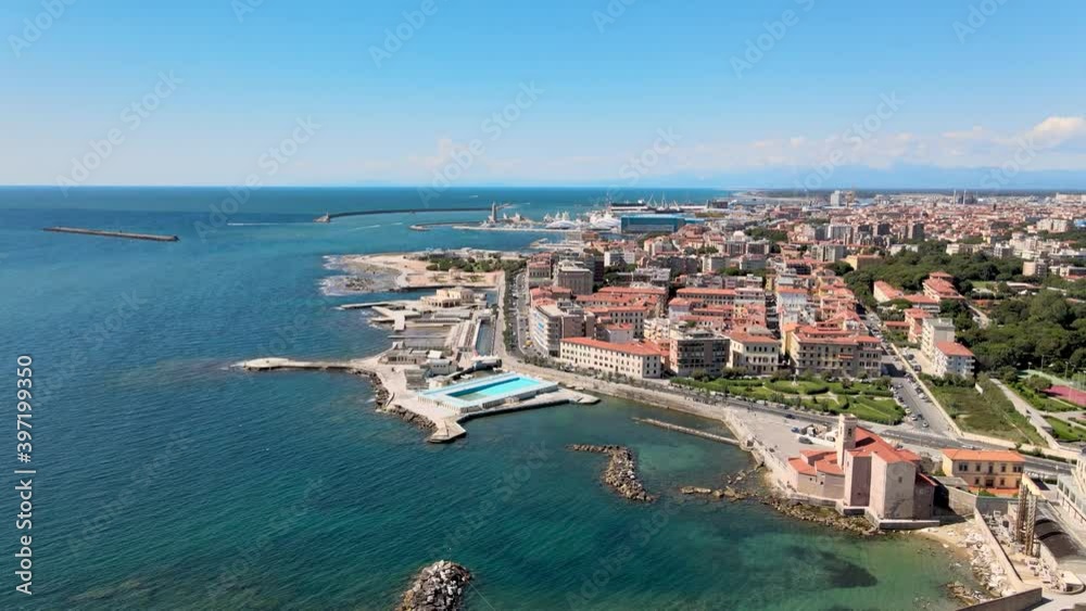 Amazing aerial view of Livorno coastline, Tuscany Amazing aerial view of Livorno coastline, Tuscany