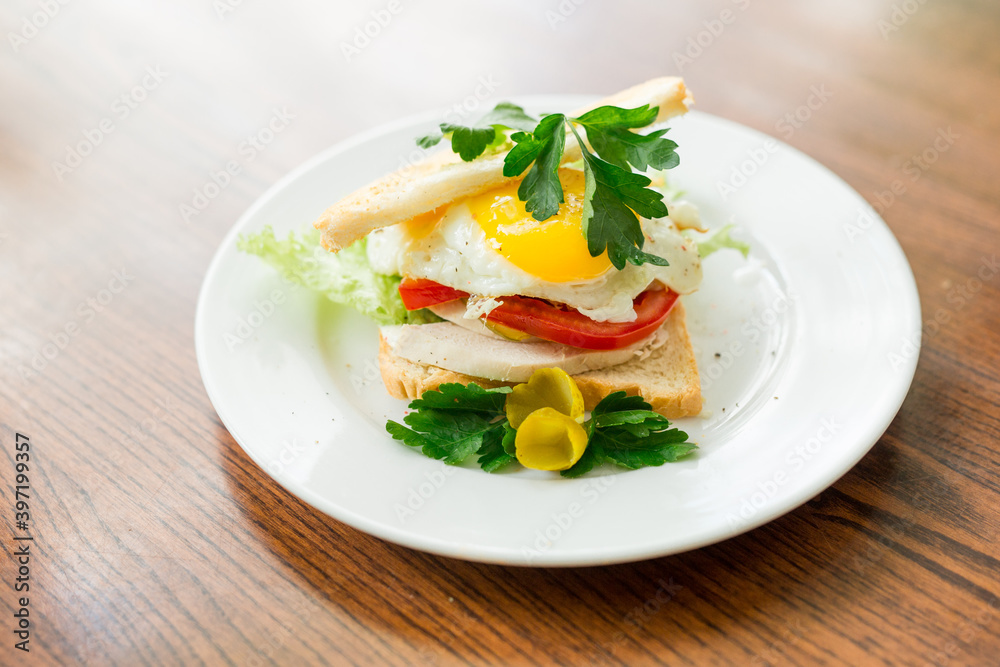 sandwich with tomato and baked egg sandwich with tomato and baked egg