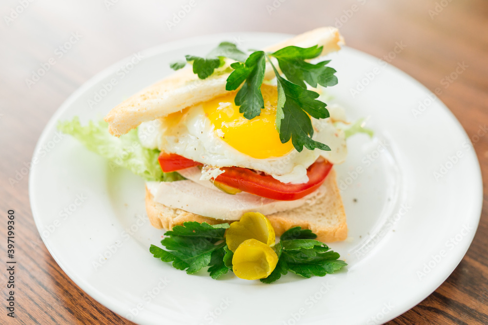 sandwich with tomato and baked egg sandwich with tomato and baked egg