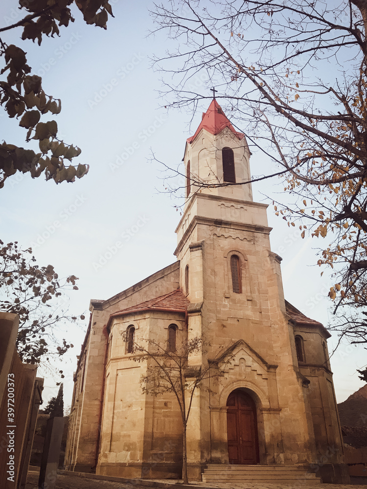 View to German church in “Elizabettali” german settlement village in Georgia. Asureti