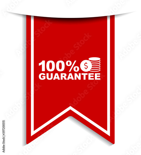 red vector illustration banner 100% guarantee