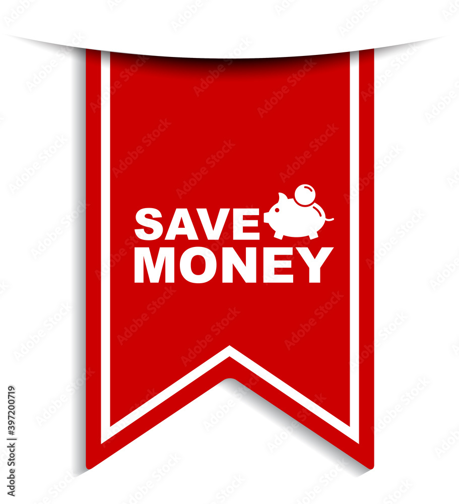 red vector illustration banner save money