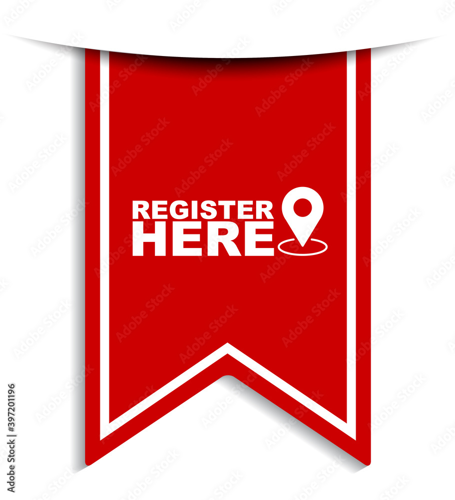 red vector illustration banner register here red vector illustration banner register here