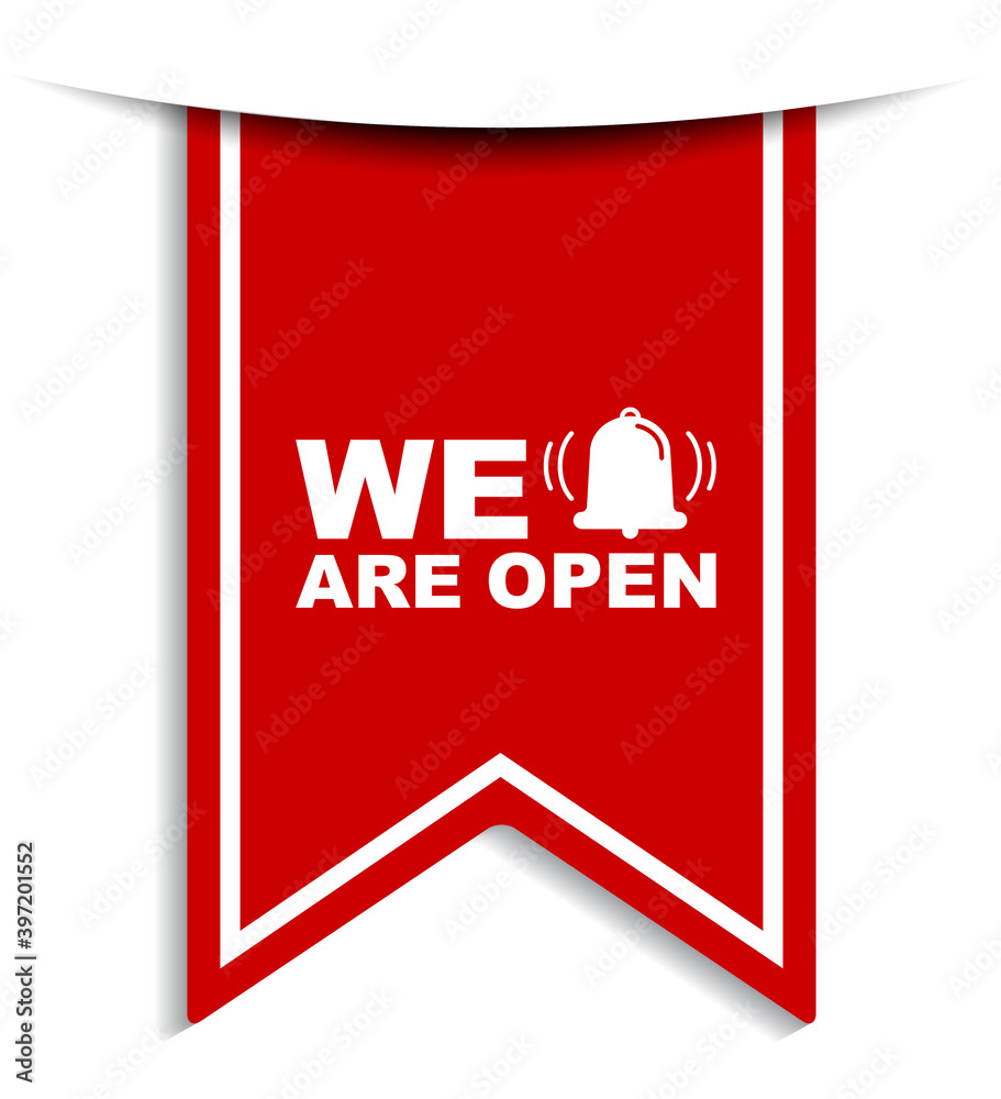 red vector illustration banner we are open red vector illustration banner we are open