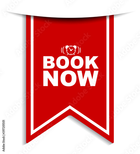 red vector illustration banner book now