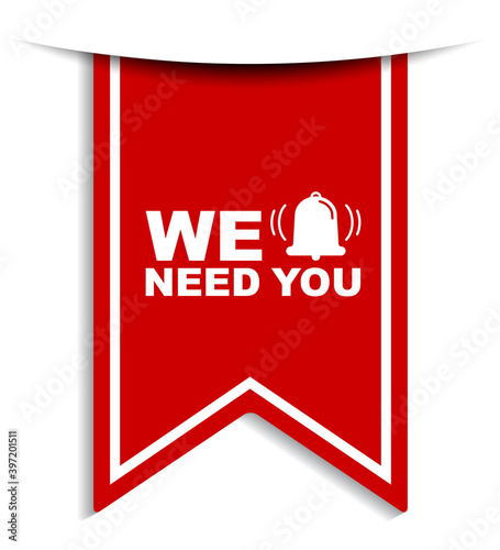 red vector illustration banner we need you