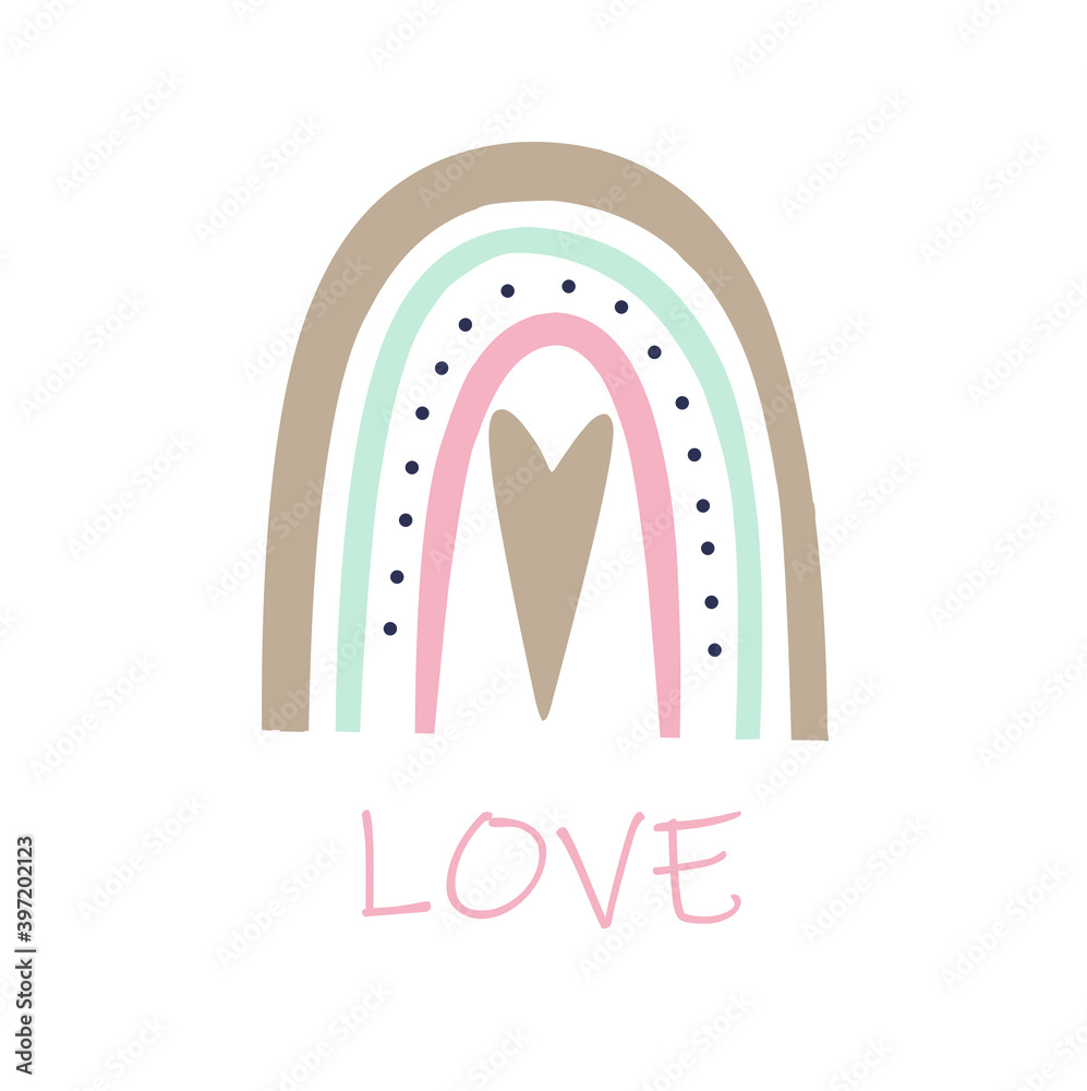 cute rainbow. poster in the nursery. vector illustration