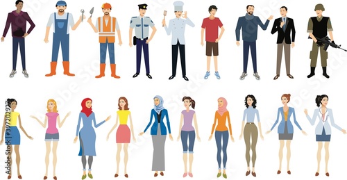 Vector - Peoples Workers Man And Woman Standing front view