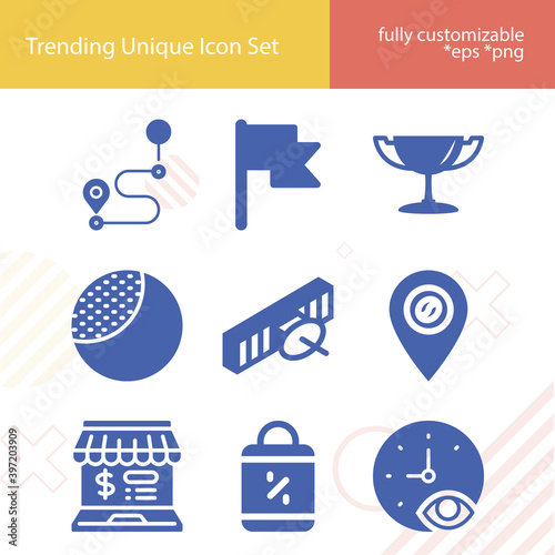 Simple set of flag related filled icons.