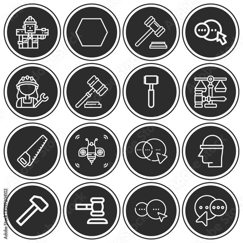 16 pack of carpenter  lineal web icons set