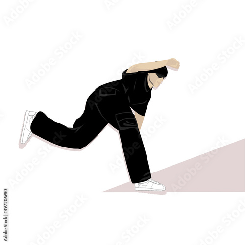 Vector Man on an isolated background dancing break dance, body work, calisthenics in dance. Character illustration