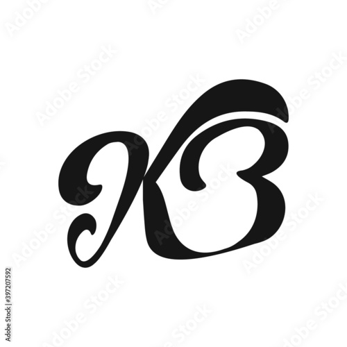 Initial letter bk or kb logo design template photo