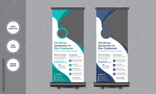 Medical Roll Up Banner Design Template vector illustration Design.
