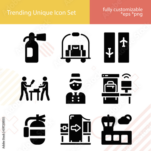 Simple set of flying field related filled icons.