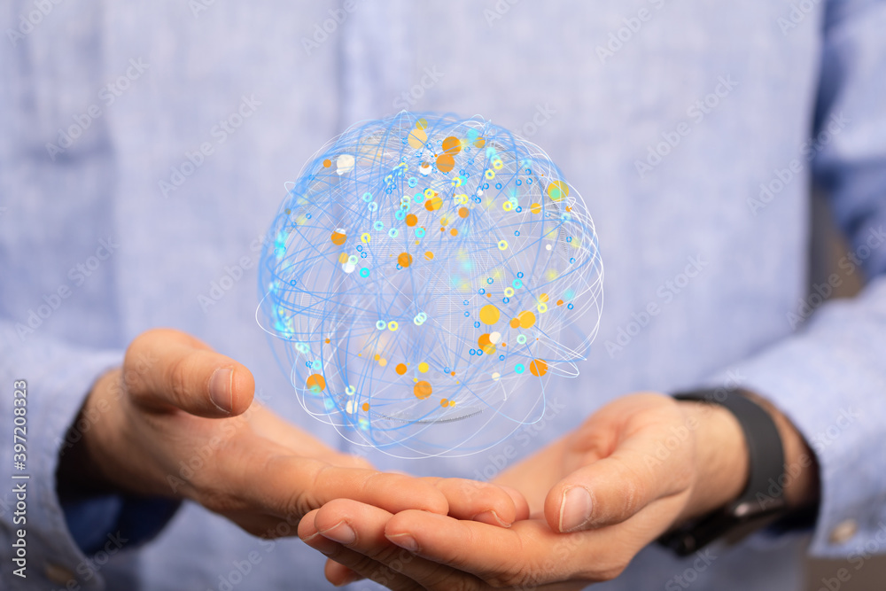 Neural network concept. Connected cells with links. Neural network concept. Connected cells with links.