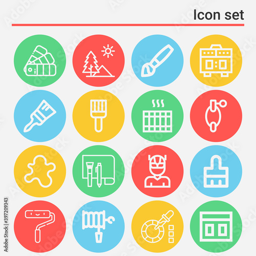 16 pack of ground  lineal web icons set