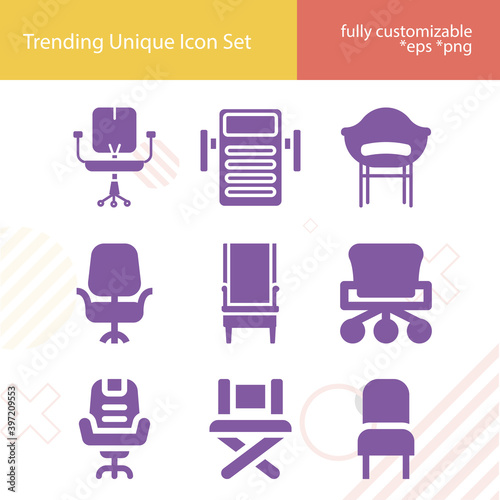 Simple set of hot seat related filled icons.