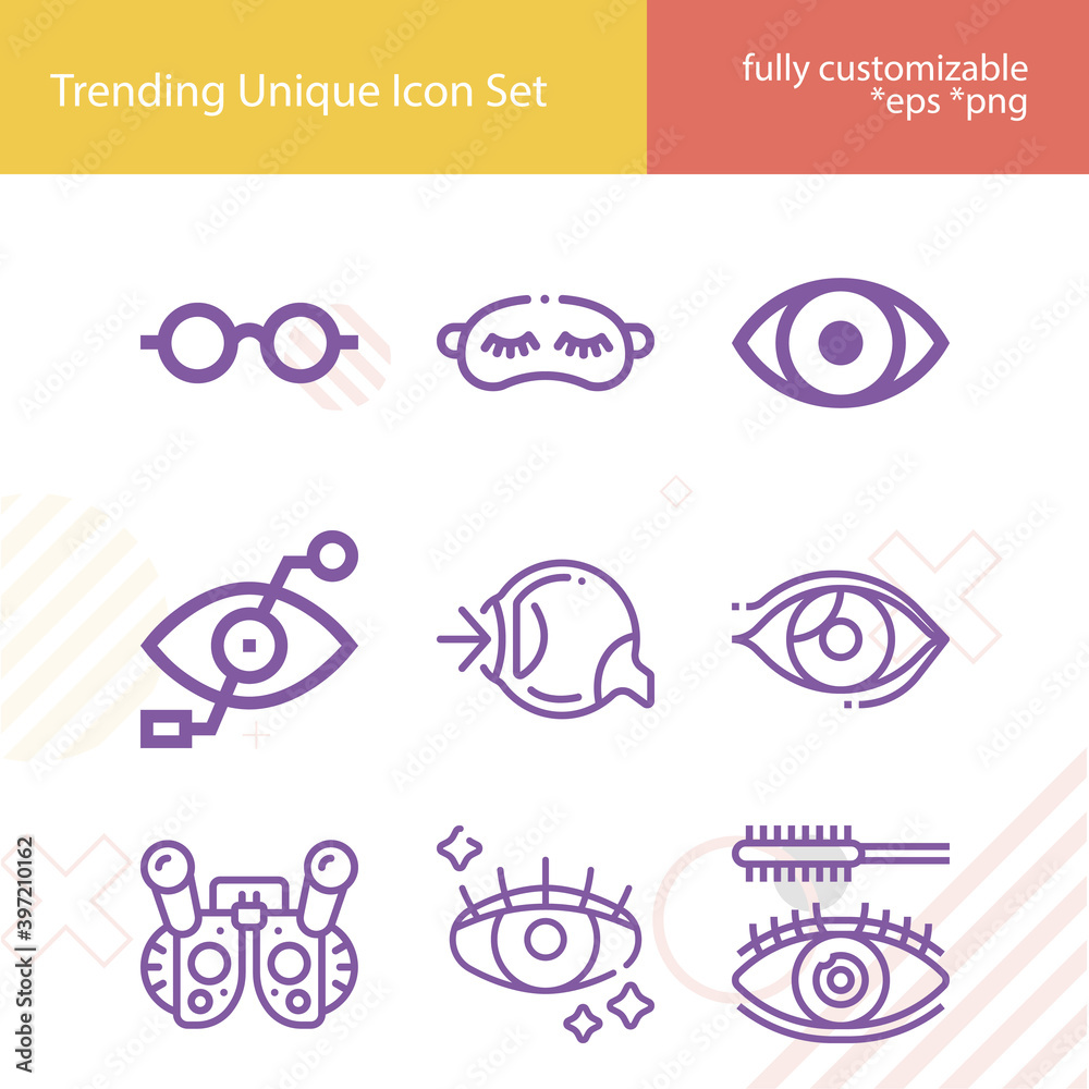 Simple set of retinal related lineal icons.