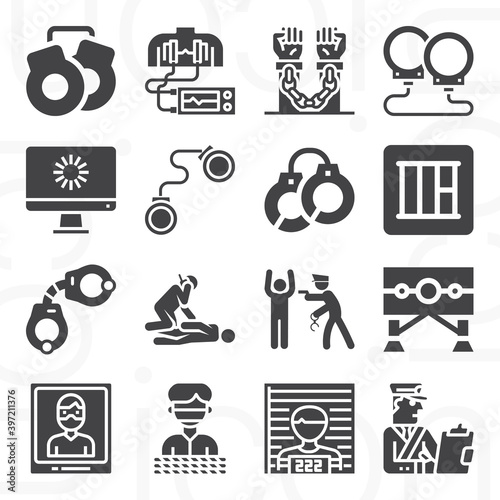 16 pack of detention  filled web icons set